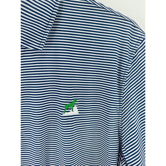B.Draddy Sport Navy Striped Poly Blend Performance Golf Polo Men’s Size L - Picture 3 of 6